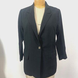 WAYF Black One-Button Blazer Size Large Vented Notched Office wear Professional
